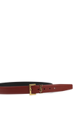 תמונת תקריב של Monogram Belt in Red Leather and Gold