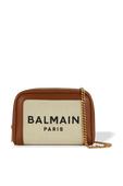 תמונה קידמית של Canvas Logo Mini Bag in Beige and Brown