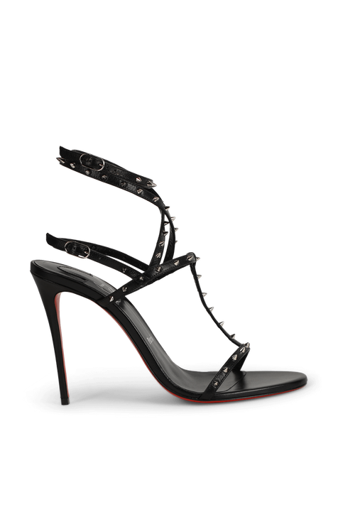 סנדלי עקב בומבינה מעור עם ניטים 10 סמ CHRISTIAN LOUBOUTIN