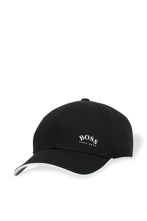 Logo Print Baseball Cap in Black BOSS