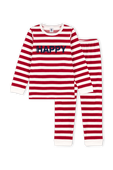 תמונה קידמית של סט פיג'מת קטיפה עם פסים - גילאי 6-12
