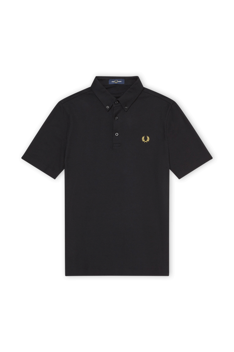 חולצת פולו שחורה עם לוגו רקום FRED PERRY