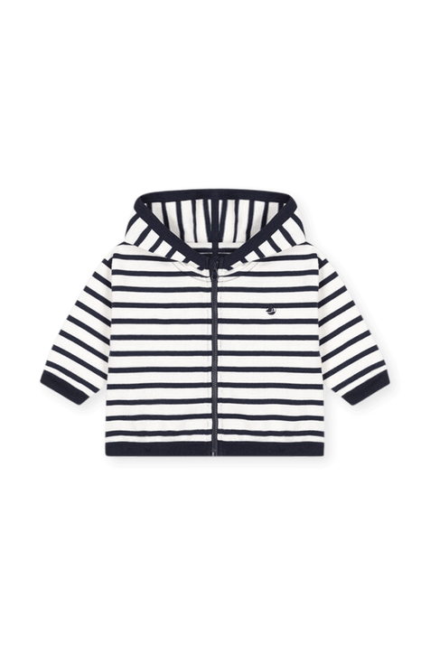 סווטשירט קפוצ'ון פסים - גילאי 6-12 חודשים PETIT BATEAU