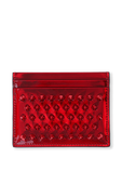 תמונה קידמית של Red Studs Logo Card Holder in Red