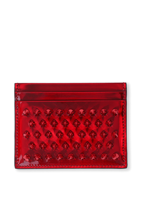 Red Studs Logo Card Holder in Red CHRISTIAN LOUBOUTIN