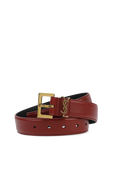 תמונה קידמית של Monogram Belt in Red Leather and Gold