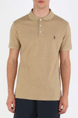 תמונת דוגמן קידמית של Knit Sleeve Cotton Polo Shirt in Beige