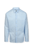 תמונה קידמית של Caligraphic Print Button Down Shirt in Blue