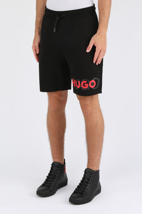 מכנסי ג'וג שחורים עם לוגו אדום HUGO