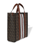 תמונה אחורית של Monogram Stripe Tote Bag in Brown