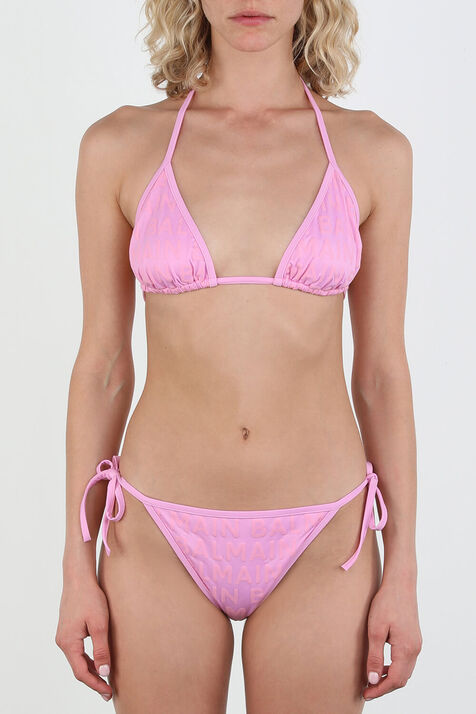 Triangle Bikini Set in Pink Logomania BALMAIN