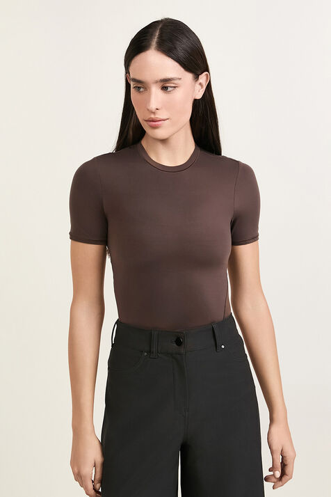 Nulu Short-Sleeve Crew Thong Bodysuit