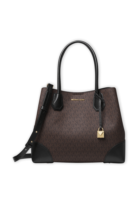 MD Mercer Gallery Tote in Brown and Black MICHAEL KORS