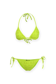 תמונה קידמית של Triangle Bikini Set in Green Logomania