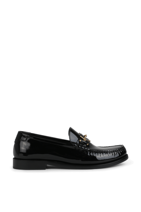 נעלי מוקסין מעור עם אלמנט מטאלי SAINT LAURENT