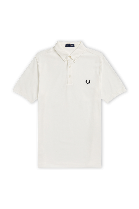 חולצת פולו לבנה עם לוגו רקום FRED PERRY