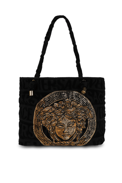 תיק נשיאה בגימור מגבת ושיבוץ קריסטלים VERSACE