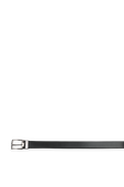 תמונה אחורית של Logo Buckle Smooth Leather Belt in Black