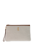 תמונה קידמית של Monogram Document Holder in Natural Canvas