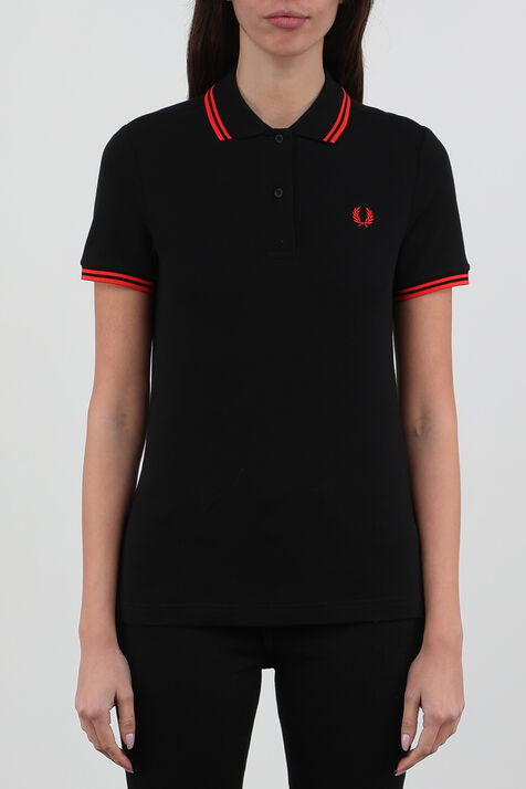 חולצת פולו בגווני שחור ואדום FRED PERRY