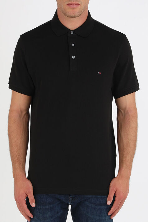 חולצת פולו סלים בצבע שחור TOMMY HILFIGER