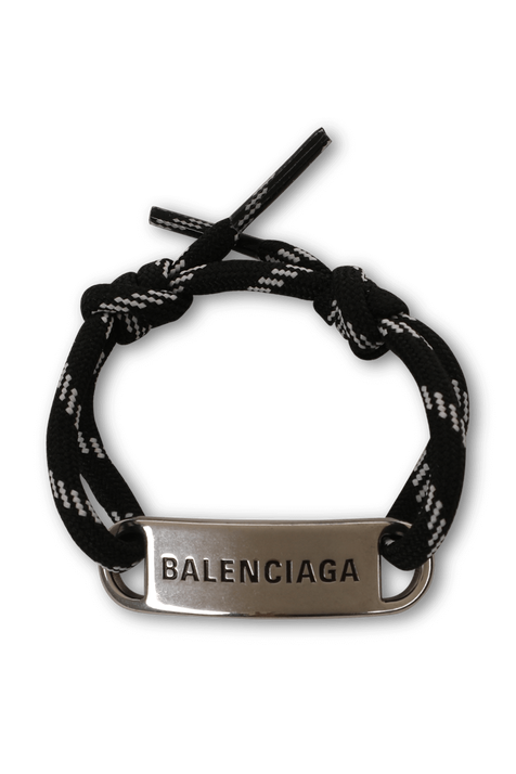 צמיד פלייט שחור עם לוחית מתכת BALENCIAGA