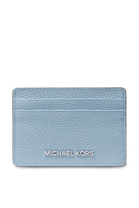 ארנק כרטיסים מעור מגורען עם לוגו מטאלי MICHAEL KORS