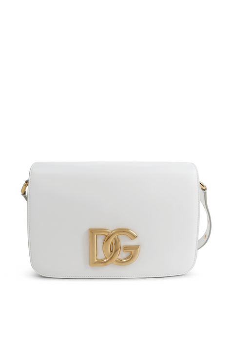 תיק מתקפל עם לוגו מטאלי בצבע לבן DOLCE & GABBANA