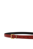 תמונה אחורית של Monogram Thin Belt in Red Leather and Gold