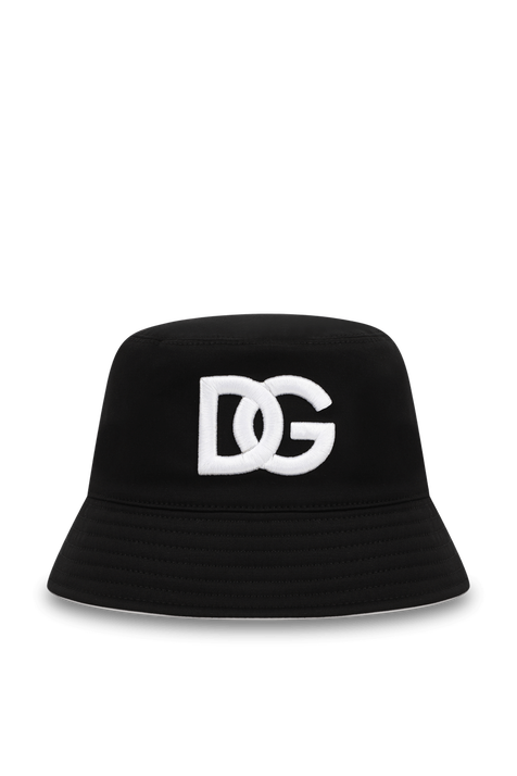 כובע באקט שחור עם לוגו לבן DOLCE & GABBANA
