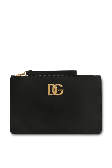 ארנק מעור עם לוגו מטאלי זהוב DOLCE & GABBANA