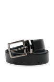 תמונה קידמית של Logo Buckle Smooth Leather Belt in Black
