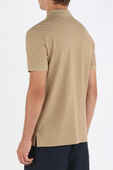 תמונת דוגמן אחורית של Knit Sleeve Cotton Polo Shirt in Beige
