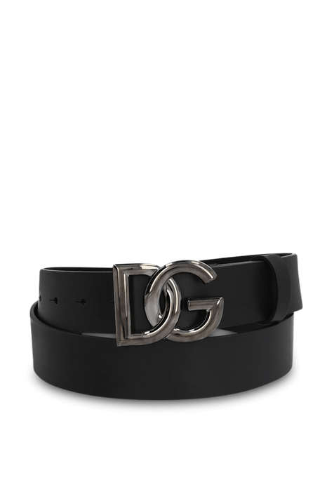 חגורת עור עם אבזם מתכת מונוגרמי DOLCE & GABBANA