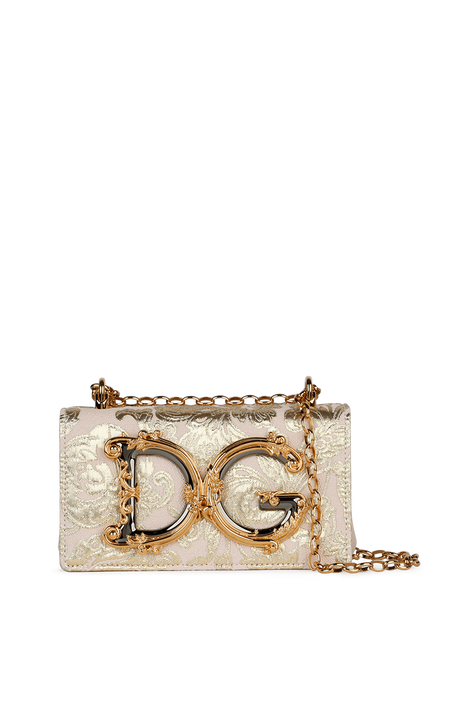 DG Girls Shoulder Bag in Pink Floral Brocade DOLCE & GABBANA