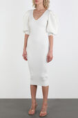 תמונת דוגמן קידמית של Knit Midi Dress in White