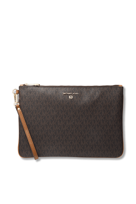 Slater Large Logo Brown and Leather 2-in-1 Wristlet MICHAEL KORS