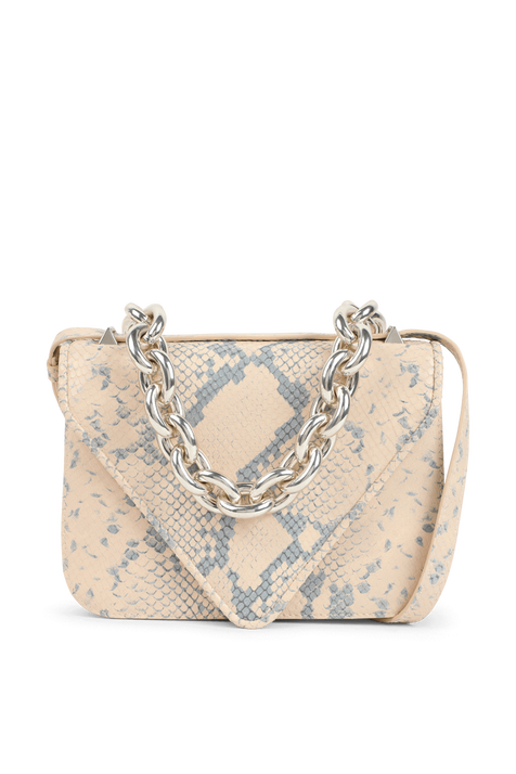 תיק מעטפה מדיום מעור בהדפס נחש בגוון מלון BOTTEGA VENETA