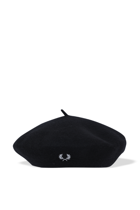 Wool Logo Beret in Black FRED PERRY