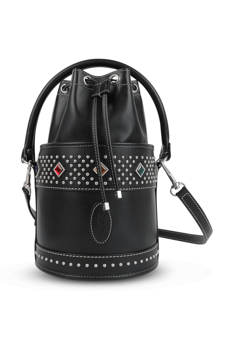 תיק באקט שחור עם ניטים SAINT LAURENT