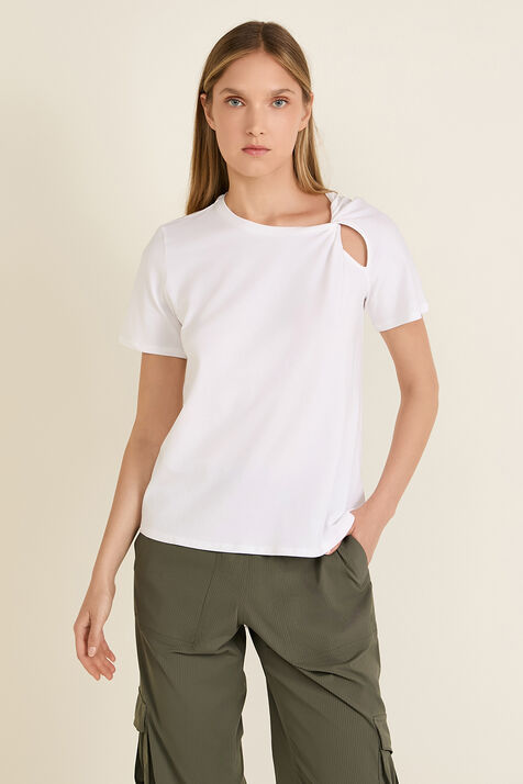 Cotton Shoulder-Twist T-Shirt