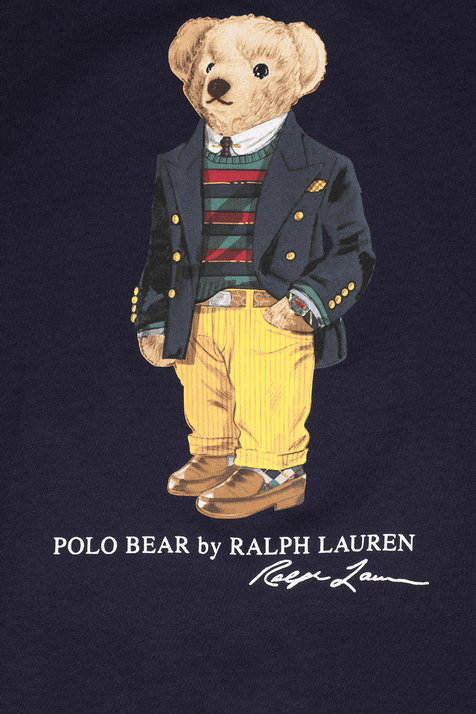 גילאי 8-16 טי שירט הדפס דב בצבע כחול POLO RALPH LAUREN KIDS