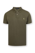 תמונה קידמית של Short Sleeve Knit Polo Shirt in Olive Green