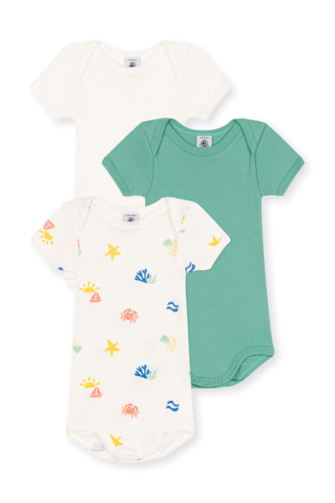 מארז שלושה בגדי גוף קצרים - גילאי 3-36 חודשים PETIT BATEAU