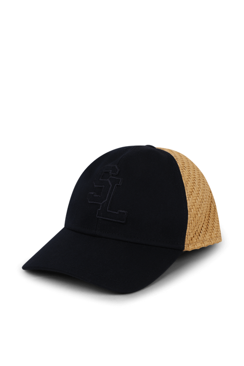 כובע מצחייה בשחור וחום קלוע SAINT LAURENT