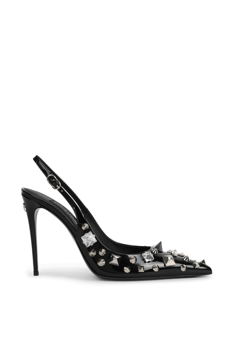 סנדלי עקב מעור עם עיטורי ניטים DOLCE & GABBANA