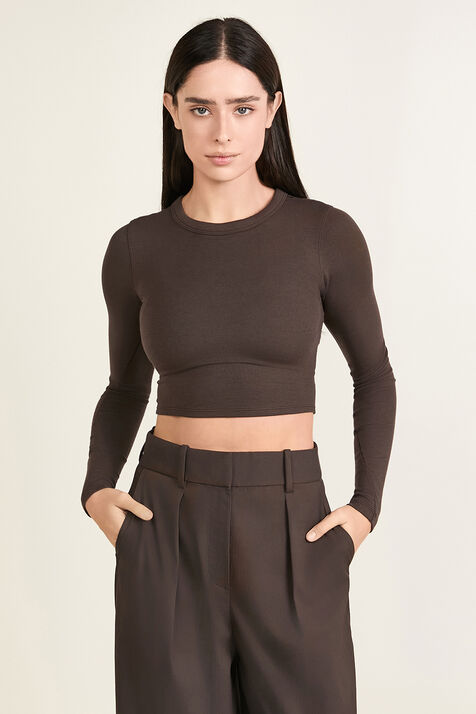 Hold Tight Straight-Hem Cropped Long-Sleeve Shirt