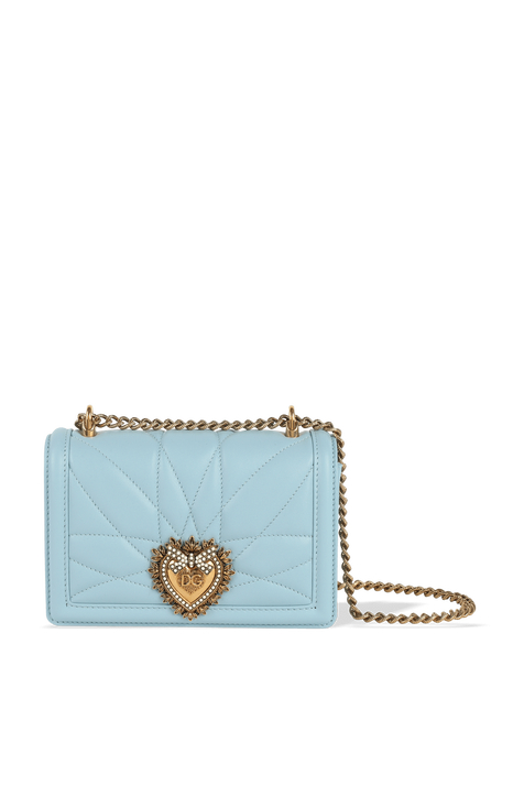Small Devotion Crossbody Bag in Azure Quilted Nappa Leather DOLCE & GABBANA