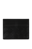 תמונה אחורית של Textured Leather Cardholder in Black