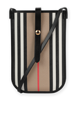 תמונה קידמית של Icon Stripe E-canvas Iphone Case with Strap in Beige